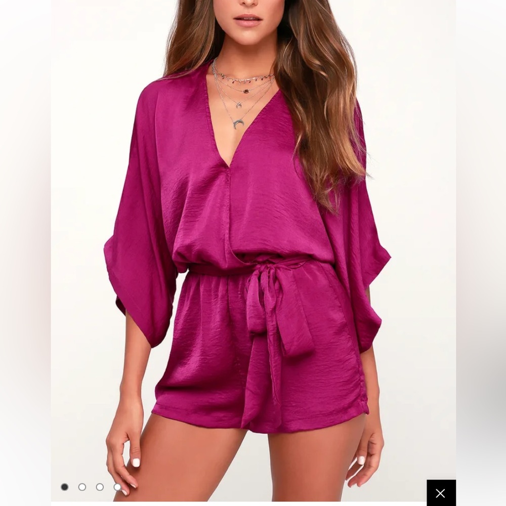 Lulus  Ain’t Grand Magenta Romper. Size XS